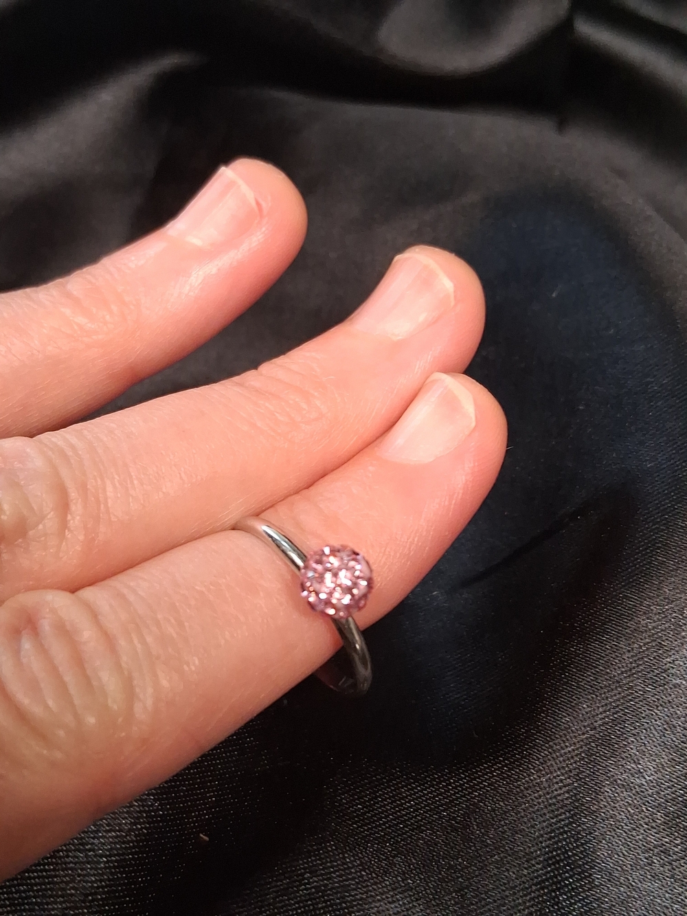 P9. JCM 925 Sterling Silver Ring W Pink Sparkle Cubic Zirconia Center Stone SZ 7